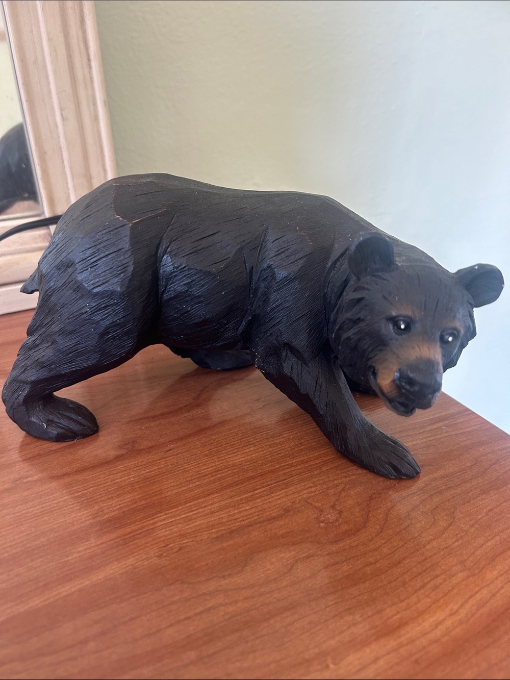 Set of 2 Black Wooden Bear Figurines - Picture 3 of 10